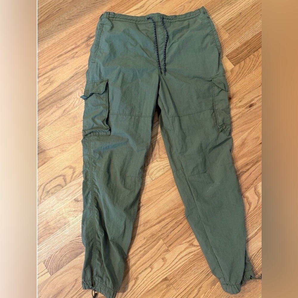LCKR Cargo Utility Pants Men XL Green Baggy Windbreaker Casual Hiking‎ Pullon